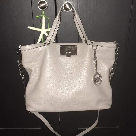 light grey leather bag